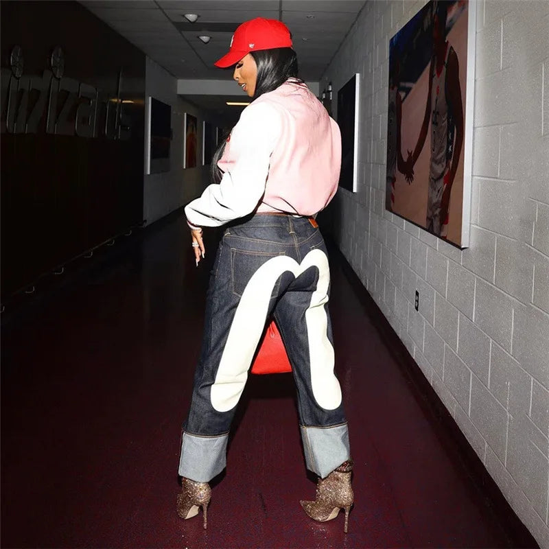 Nina | Modebroek – Rechte Snit En Contrast Hartpatroon