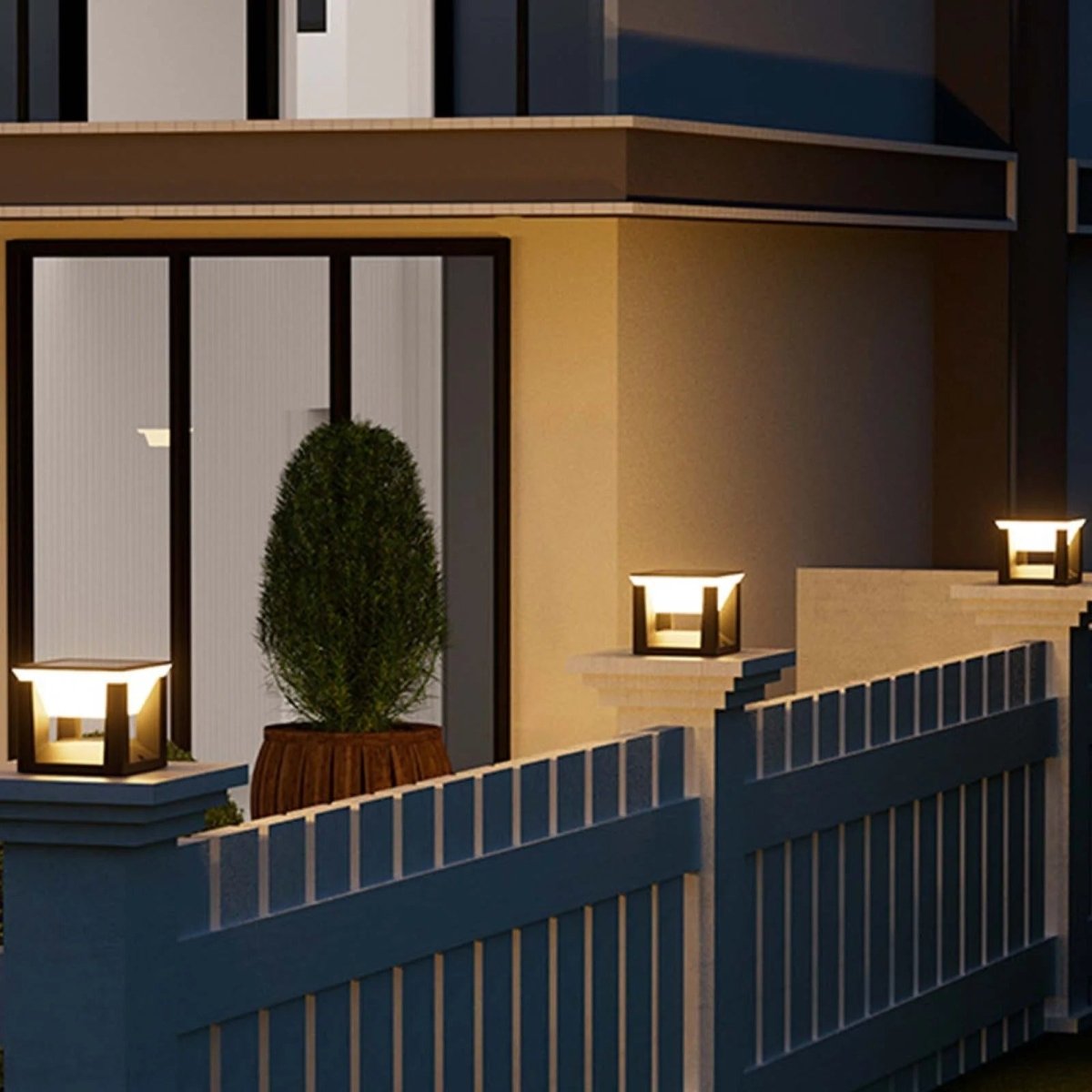 Candeeiro solar para exterior - Forma quadrada e acabamento moderno