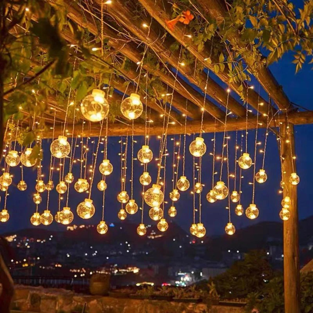 Curtain Of Suspended Light Balls — Warm And Magical Atmosphere