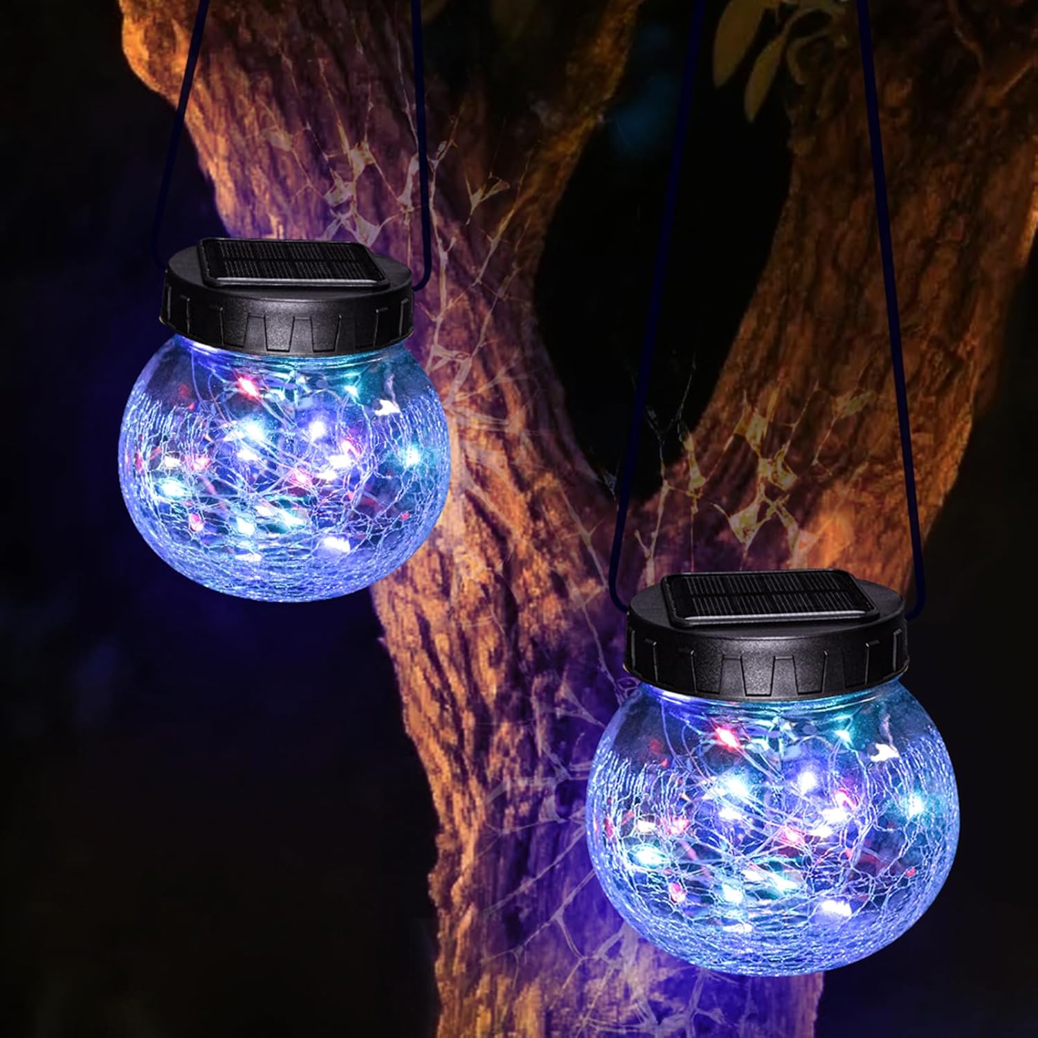 Závěsná solární lampa — elegance ve skleněném provedení