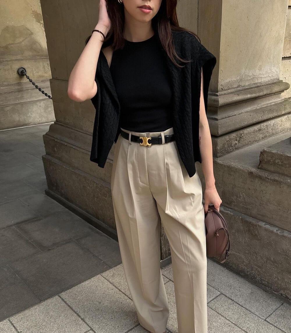 Elegant Belt – Chic Finish And Trendy Golden Buckle