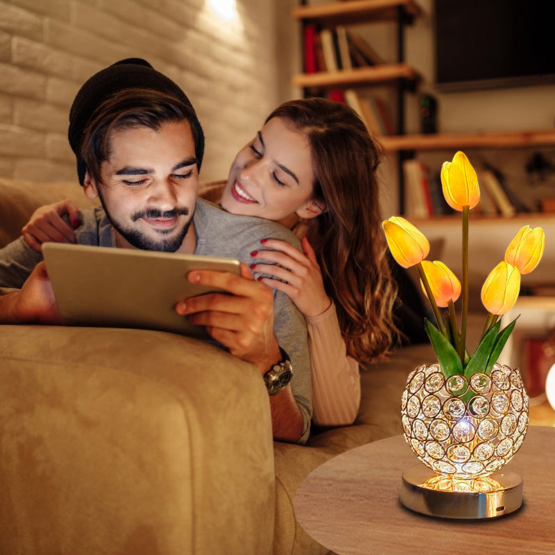 Lampă de Noptieră Tactilă – Strălucire Cristalină Elegantă