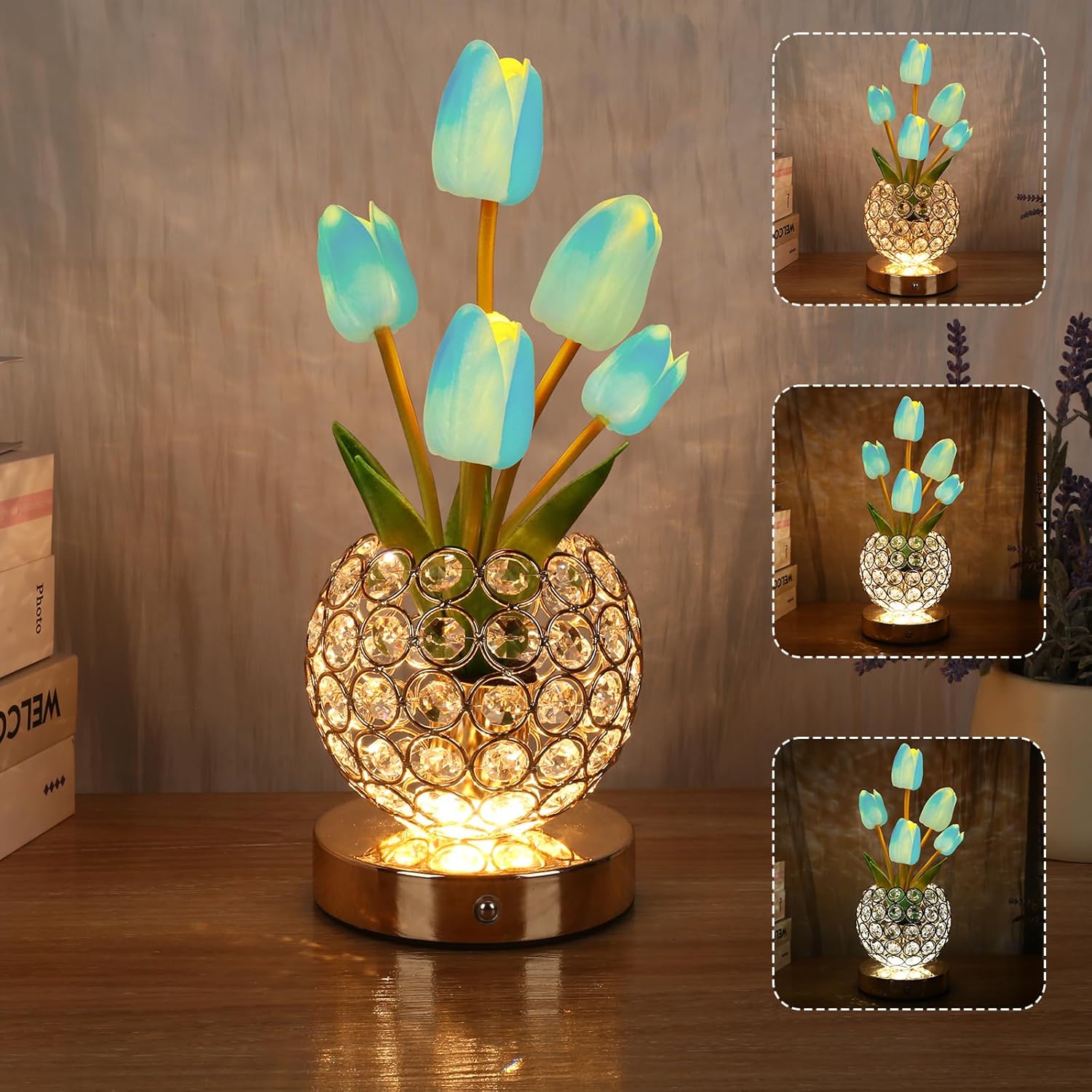 Lampă de Noptieră Tactilă – Strălucire Cristalină Elegantă