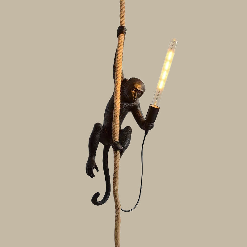 Luz Suspensa Macaco Com Corda – Decoração Original e Lúdica 