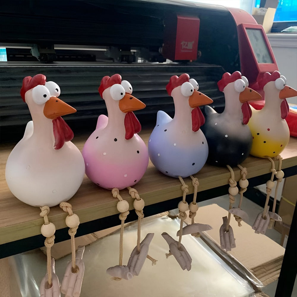 Estátua do galo com olhos grandes - Decoração original e pormenores divertidos