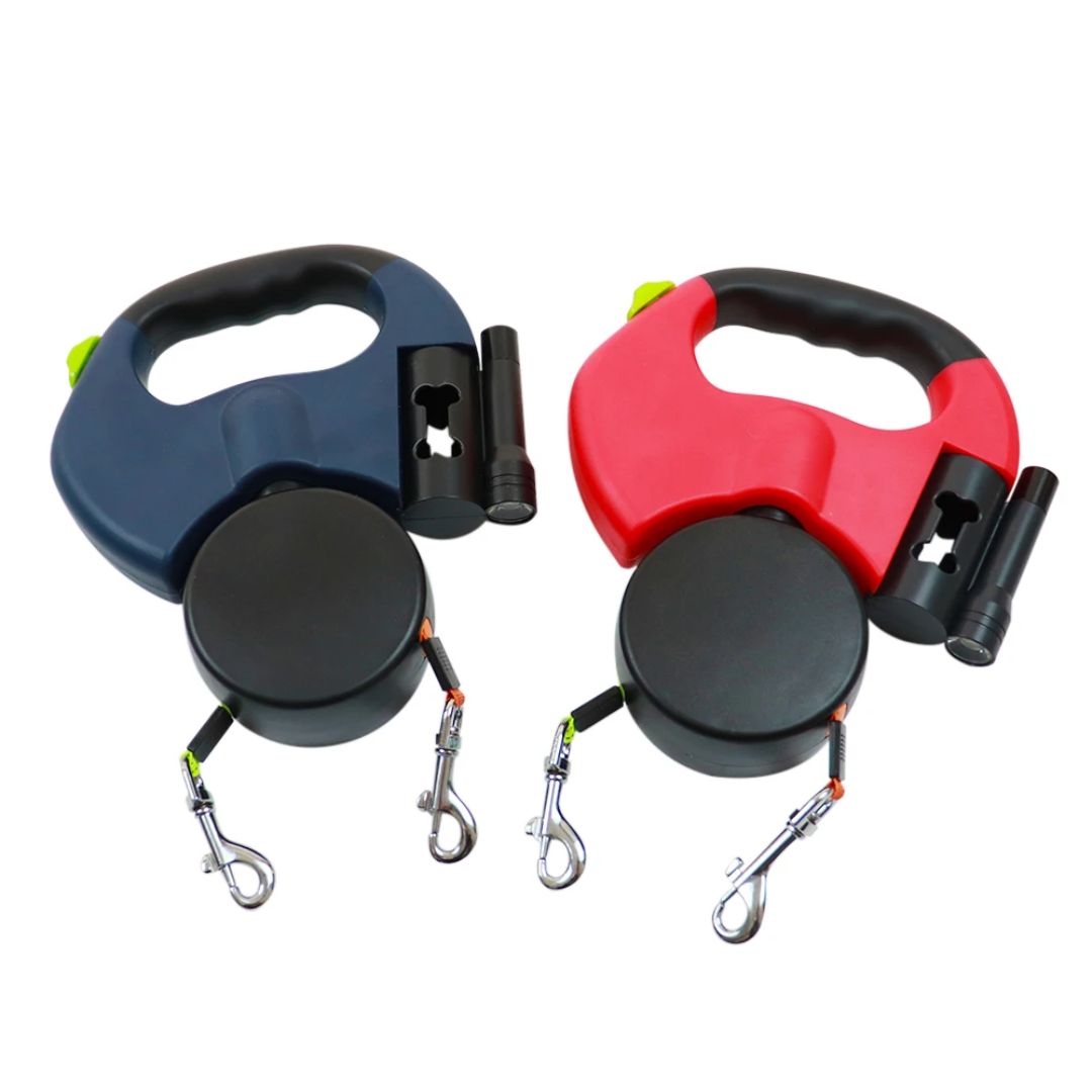 Αναδιπλούμενος λουρί για σκύλους – Με LED φακό και διανομέα σακουλών 