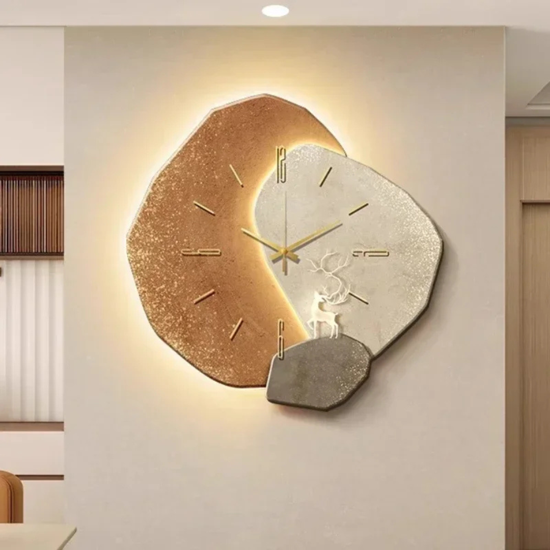 Grande Orologio da Parete – Design Moderno e Luce LED Ambientale 