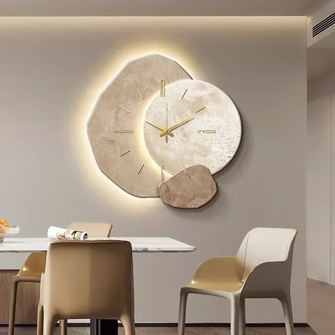 Grande Orologio da Parete – Design Moderno e Luce LED Ambientale 