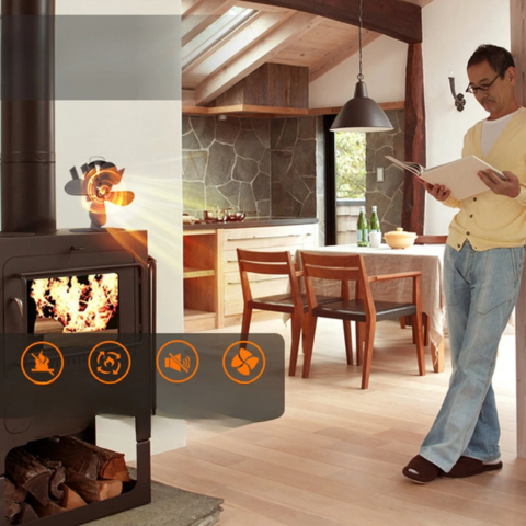 Kaminfläkt Med 5 Blad — Optimal Spridning Av Värmen 