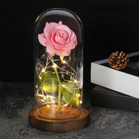 Evig Blomst Under LED-klokke – Poetisk og Lysende Sjarm 
