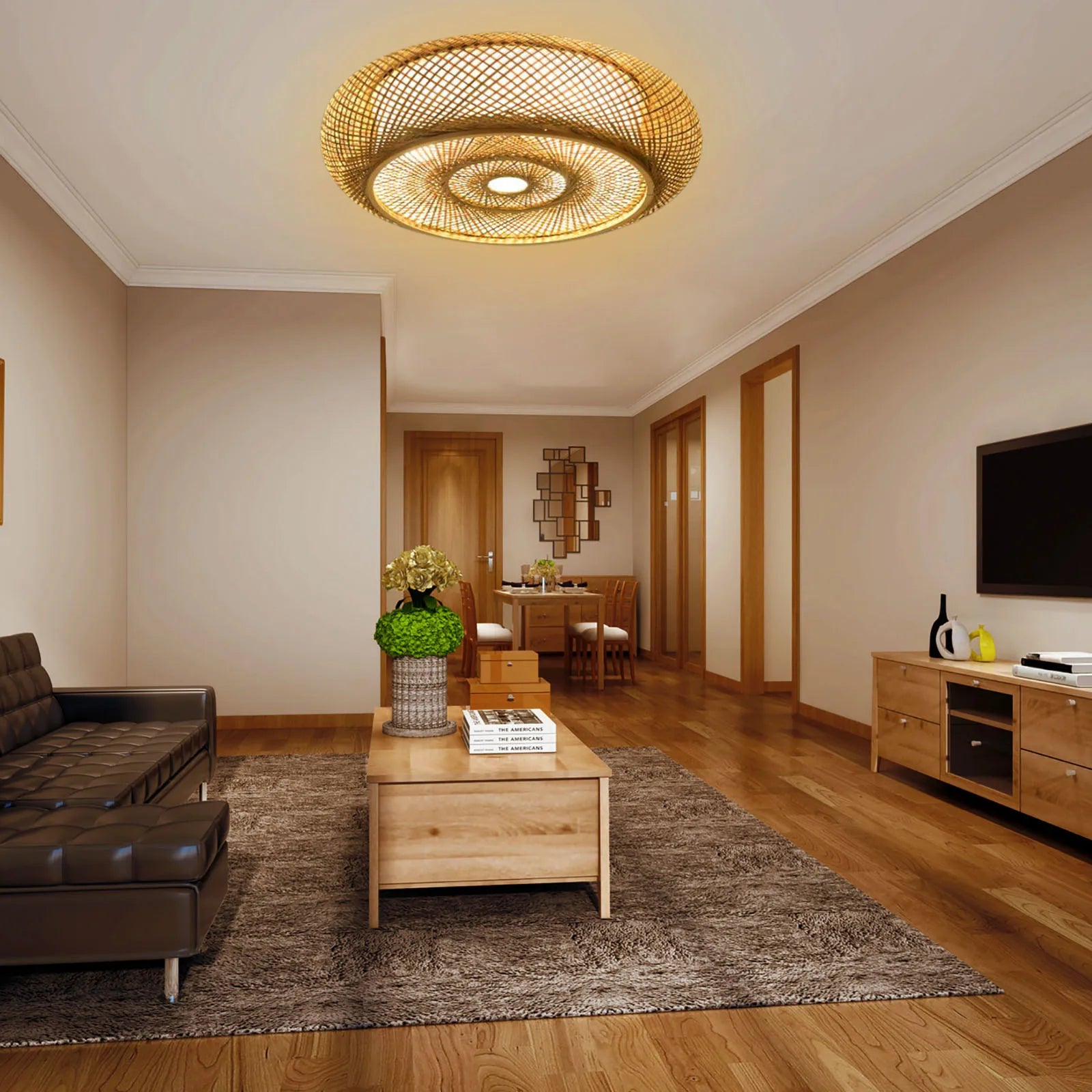 مصباح معلق من الخيزران الطبيعي - الأناقة والأصالة