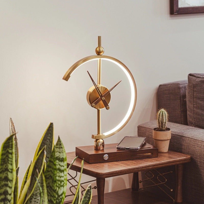 Table Lamp with Clock and Wireless Charger – Modern and Practical Design 