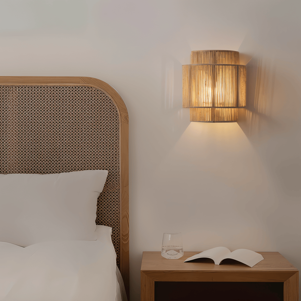 Rattan Wall Lamp With Hemp Rope Shade - Natural Light & Authentic Charm